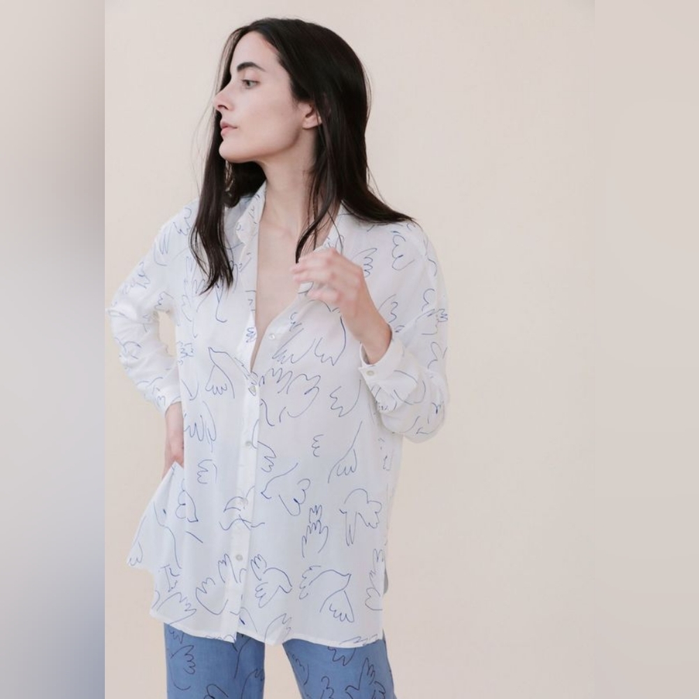 Leonidas Bird Pattern Blouse (Paloma Wool)